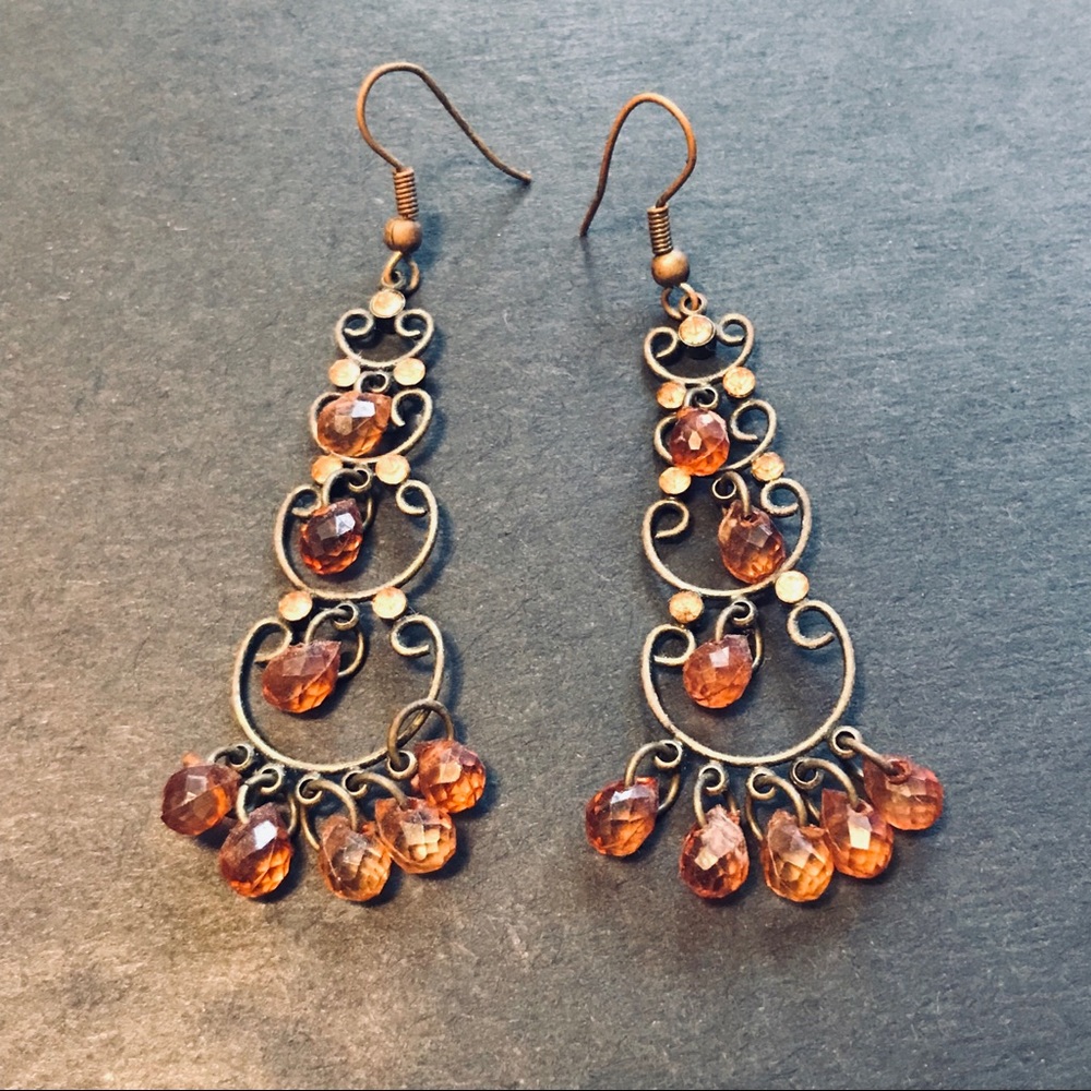 Orange beaded dangle earrings